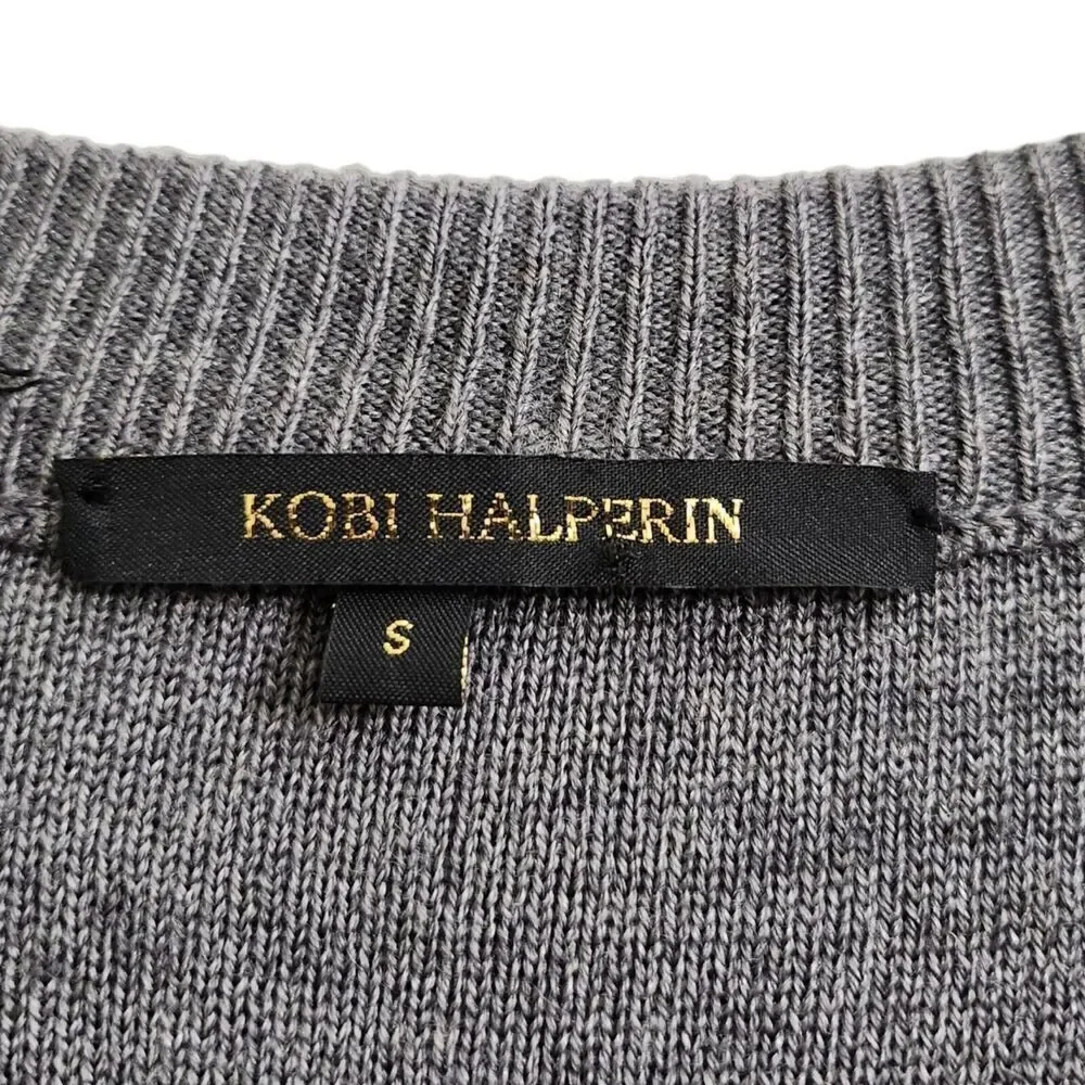 Kobi Halperin Delia Sweater Small Gray Wool Blend Embellished Beaded Stretch - Picture 2 of 13